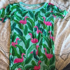Little Sleepies Pink and Green Flamingo Pajama Set